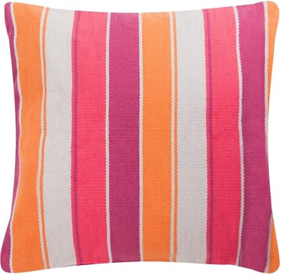 Big Stripe Oranje/Fuchsia Kussen | 60 X 60 | Sierkussen Voor Woonkamer Of Slaapkamer