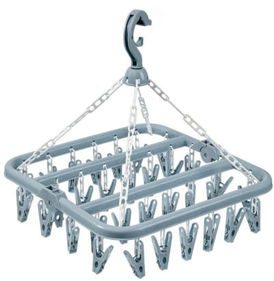 Sokkendroger - Droogrek - 32 Knijpers - Sokken Hanger - Wasrek Sokken - Wasrek - Droogrek - Carrousel - Droogcarrousel - Washanger - Sokkendroogrek - Blauw