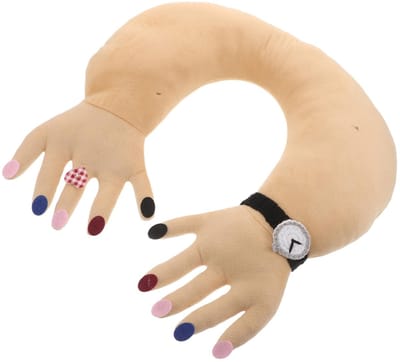 Dailygoods - Ergonomisch nekkussen, U-vorm, handmotief, grappig reiskussen voor auto, vliegtuig, kantoor, neksteun, zacht pluche kussen voor ontspannen dutjes onderweg