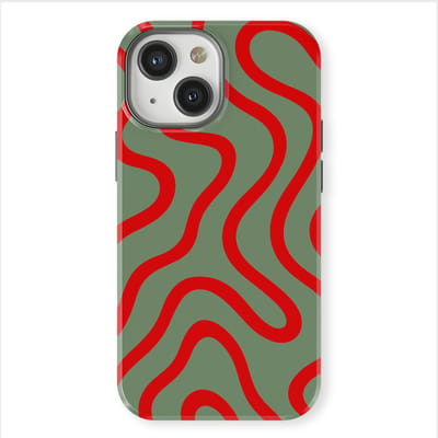 DripCase Curvy Lines Hoesje geschikt voor iPhone 13 Mini | Backcover met Mag | Design Tough Case geschikt voor iPhone 13 Mini Crimson Terrain