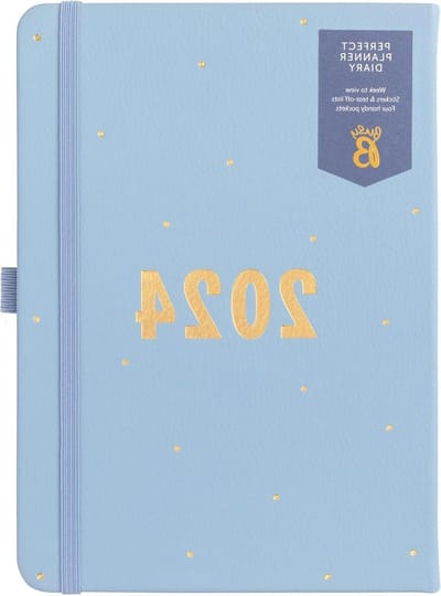 Perfect planner dagboek januari tot december 2024 A5 Blauw Kunstleer Week to View met Stickers Tear-Out Lijsten Planner