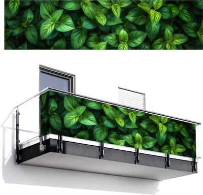 Balkonscherm 500x120 cm - Balkonposter Bladeren - Planten - Groen - Klimop - Balkon scherm decoratie - Balkonschermen - Balkondoek zonnescherm