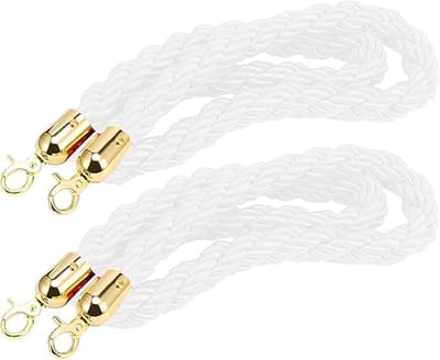 Wachtrij Touw - Afzetpaal Touw - Mensen Sturen - Gouden Metalen Haken - Tot 3 Meter - Zwart