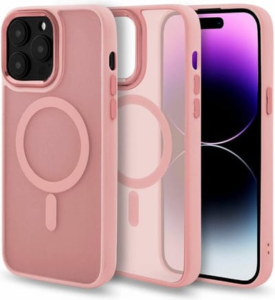 Magmat Hoesje Geschikt voor Apple iPhone 15 Pro Max - Roze - Matte Armor Back Cover - Geschikt voor MagSafe