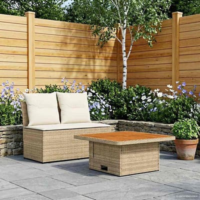 vidaXL - 2 - Stuk - Tuin - middelste - sofa - met - opklaptafel - poly - rattan