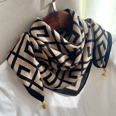 Magnetische sluiting doekjes - 70cm - katoen-linnen halsdoekjes - comfortabele nekwarmer - elegant en veelzijdig te combineren - ook te gebruiken als blouse, sjaal of decoratieve accessoire -Katoen handdoek - midden teken