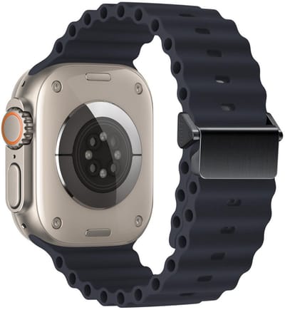 Siliconen bandje - geschikt voor Apple Watch 1/2/3/4/5/6/7/8/9/SE (2) met maat 38 mm / 40 mm / 41 mm en Watch 10 (42 mm) - elastisch in ocean stijl - donkerblauw
