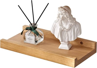 Drijvende Plank van Massief Eikenhout, 30 cm Wandplank met Lipontwerp voor Keuken, Woonkamer en Badkamer - Ideaal voor Foto's en Decoratie