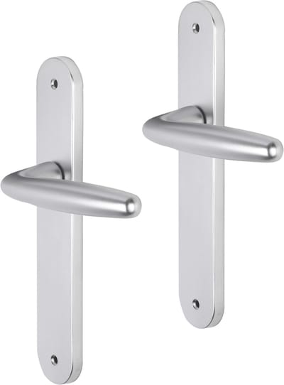 Deurkruk - Impresso Cambridge - Voor binnen - Ovaal deurschild met schroeven - Aluminium - 2 stuks