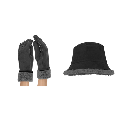 Morethansocks - Handschoenen en Bucket hat - Suède - Bucket hat dames - Handschoenen dames