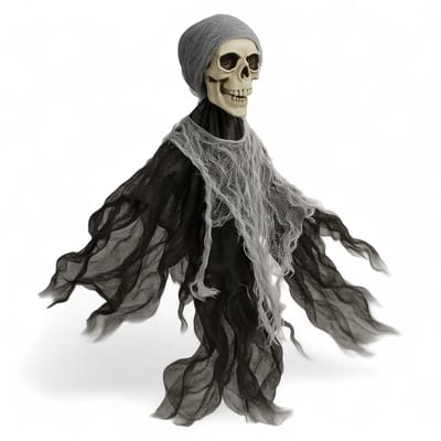 Dailygoods- Doodskopdecoratie 50 x 85 cm - Halloween Versiering - Griezelige Hangdecoratie - Skeletfiguur - Sfeervolle Blikvanger - Voor Binnen en Buiten - Halloween Decoratie