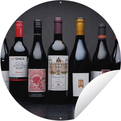 Tuincirkel Flessen - Alcohol - Wijn - 60x60 cm - Ronde Tuinposter - Buiten