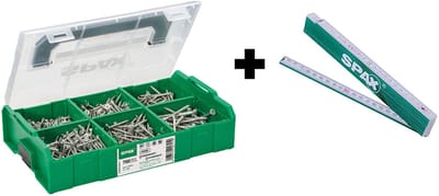 SPAX montagekoffer, L-BOXX Mini, klein, WIROX A9J, T-STAR plus, verzonken kop, 6 afmetingen, 703 stuks, incl. 3 SPAX bits T20 en SPAX duimstok - 5000009160049