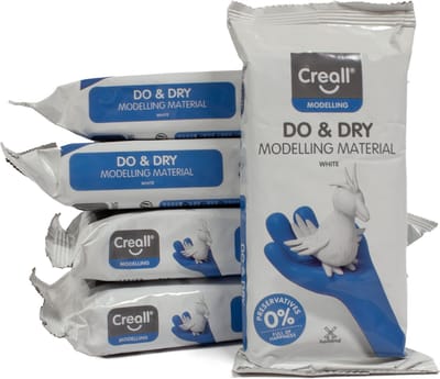 Creall Do & Dry | Luchtdrogende klei kleur Wit | 5 x 1000g | Made in Holland | Zacht en klaar voor gebruik | Made in Holland | Knutselwerk kinderen, school, hobby, DIY en creatieve projecten