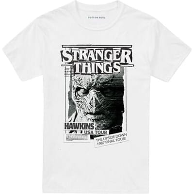 Stranger Things T-shirt - Season 5 - Newspaper Vecna - S tot XXL - voor Mannen - wit