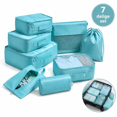 DIVERZA Packing Cubes Set 7-delig – Koffer Organizer Set – Bagage Organizers voor Koffer en Backpack – Lichtgewicht & Waterproof – Kleding Organizer Reizen – Mintgroen