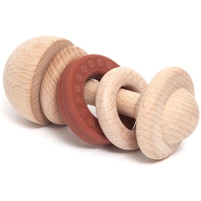 Petit Monkey houten rammelaar backed clay 0 jr+