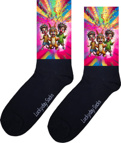Carnaval sokken - Opkikker - Grappige sokken - Valentijns cadeau - Verjaardagscadeau - Leuke sokken - Vastelaovend - Vrolijke sokken - Cadeautje - Grappig cadeau - Kerst Sokken - Vaderdag - Moederdag - Receptie cadeau - Sokken maken Happy - 37-44