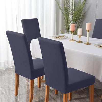 1 /2 /4 /6pcs Housse de Chaise Couleur Unie Stretch Spandex Élastique Housse de Chaise pour Salle à Manger Cuisine Mariage Banquet Hôtel 1-Pcs bleu marine