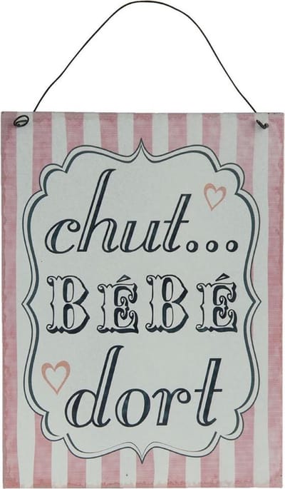 Clayre & Eef Tekstbord 6Y1578 20*15 cm Roze Metaal Rechthoek Wandbord Quote Bord Spreuk