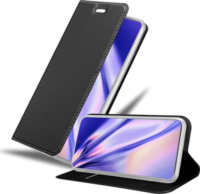 Cadorabo Hoesje geschikt voor Motorola EDGE 20 in CLASSY ZWART - Beschermhoes met magnetische sluiting, standfunctie en kaartvakje Book Case Cover Etui