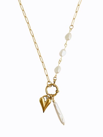 Cliste Couture - Pearl Embrace Clasp Chain -18k Verguld - Roestvrij staal - Bedels - Ketting dames - Waterproof