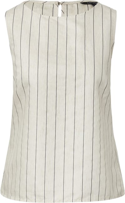 Mouwloze blouse in gemengd linnen met tennisstreep voor dames COMMA