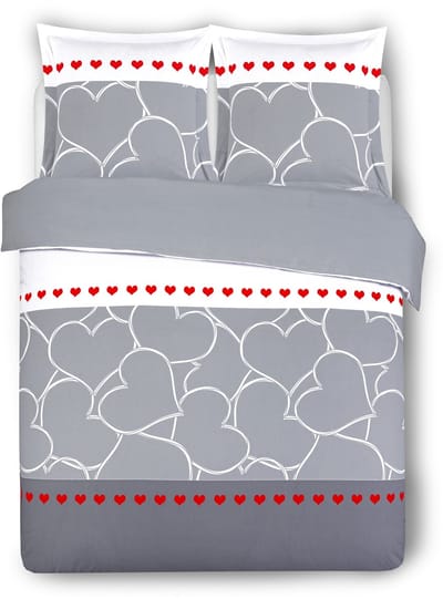 VISION Lovely Dekbedovertrekset - 100% katoen: zacht en soepel - Tweepersoons - Dekbedovertrek 200 x 200 cm met 2 bijhorende slopen - Grijs - Oekotex gecertificeerd
