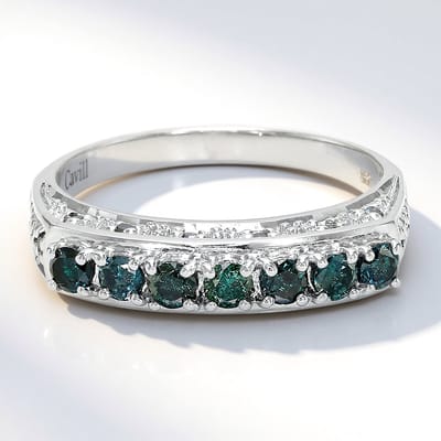 Cavill - Ring 925 Sterling Zilver Platina - Fancy Diamanten 0,76 ct uit Afrika - Ronde Briljant Pavé - Moderne Luxueuze Fijne Damesring
