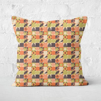 Orange Jurassic Park Square Cushion 40x40cm - 50x50cm - Soft Touch