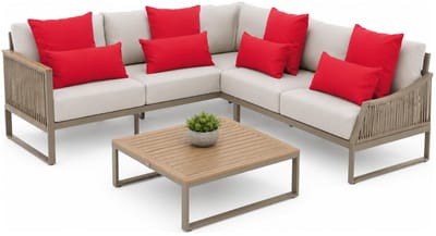 Anna Collection Bank/tuin kussens set - binnen/buiten - 8x stuks - rood - In 2 formaten laag/hoog