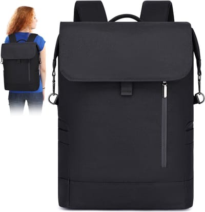 Wishdor Waterafstotende Laptop Rugzak 15.6 Inch - Anti-Diefstal Rolltop Daypack - Zwart - 45x32x12 cm