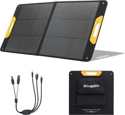 Opvouwbaar Zonnepaneel - Draagbaar Energiepaneel - Outdoor Energie Opladen - Hoge Efficiëntie Glasvezel - 100 Watt 5.56A - Zwart