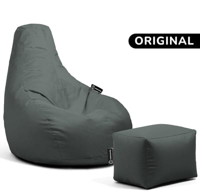 Casacomfy Premium Original - Complete Zitzak Set met Voetenbankje - Voor Volwassenen & Kinderen - Inclusief 200L Vulling - Antraciet