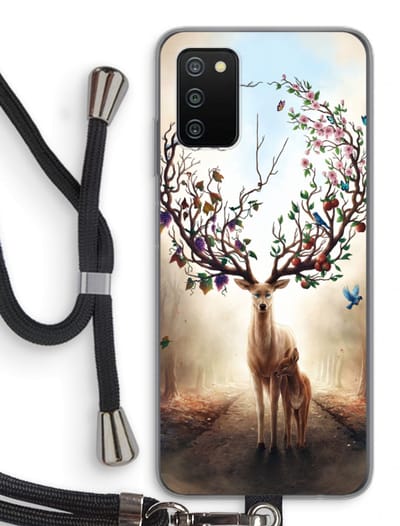 Case Company® - Hoesje met koord geschikt voor Samsung Galaxy A03S hoesje met Koord - Seasons Change - Telefoonhoesje met Zwart Koord - Bescherming aan alle Kanten en Over de Schermrand