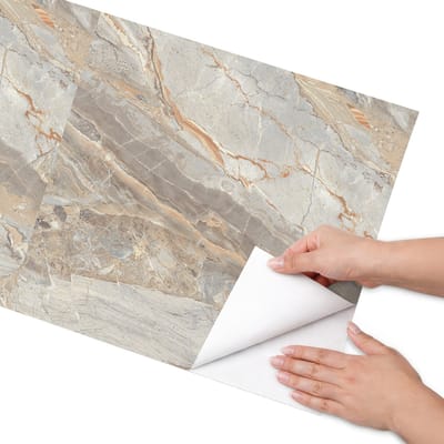 Coloray Meubel Wrap Folie - Romig Meubelfolie - 50x100 cm - Meubel Wrap Folie Marmeren elegantie - Plakfolie Meubels - Klassiek Meubelfolie - Decoratiefolie Zelfklevend - Slaapkamer decoratie - Texturen