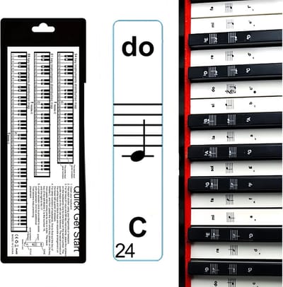 Pianonoten Stickers - Toetsenbord Labels - Muziek Leren - Universele Set - 88 Toetsen - Transparant