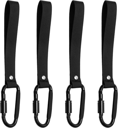 Set van 4 D-ring karabiners met schroefsluiting, lichtgewicht haken voor rugzakken, kinderwagens, fietsen en auto's