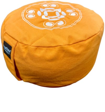 YogaStyles meditatiekussen - rond design oranje - met bolletjes
