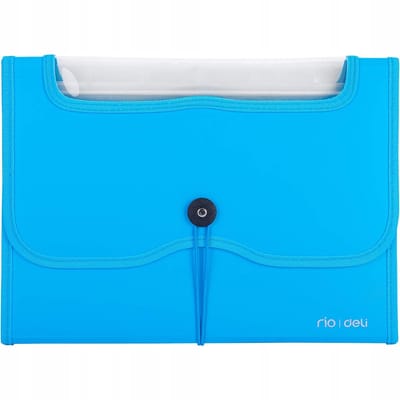 Deli Rio Map met Elastiek, 13 Vakken, Blauw, A4