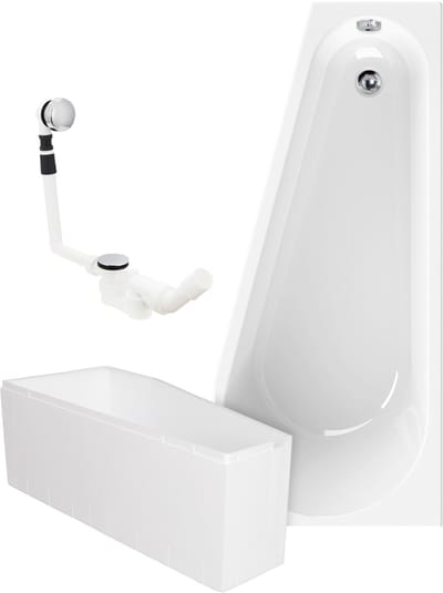 Calmwaters Essential Small - Badkuip - 160 x 70 cm - Links - Set badkuipdragers