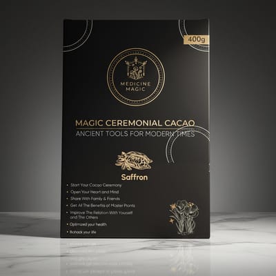 Medicine Magic – Ceremoniële Cacao met Saffraan Extract 50:1 – 400g – Premium Colombiaanse Criollo – Vegan