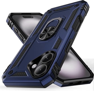 Casemania – Backcover - iPhone 17 – Armor Kickstand – Ring - Blauw