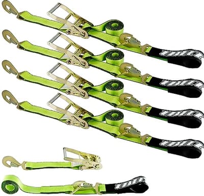 4-pack autovastbinders met karabijnhaken - 5,1 cm x 289,6 cm - 1,5 kg veilige werkbelasting - ideaal voor afstandsauto's, vrachtwagens en ATV's