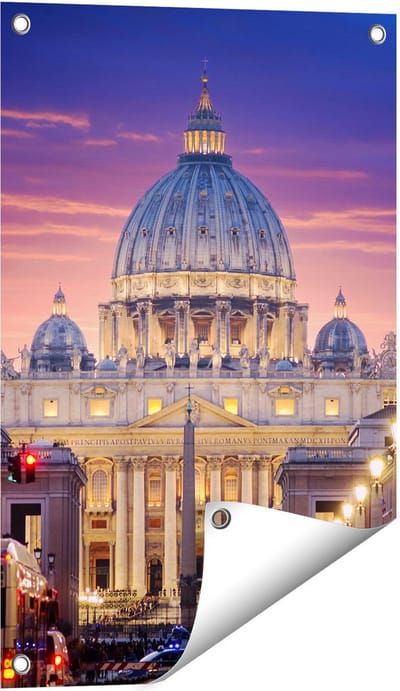 Gards Tuinposter Sint Pietersbasiliek in Rome, Itali� - 40x60 cm - Tuindoek - Tuindecoratie - Wanddecoratie buiten - Tuinschilderij