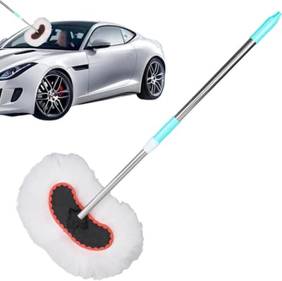 Autowasborstel Lange Steel - Auto Dweil - Voertuig Onderhoud - Krassenvrij Schoonmaken - 95 cm Lengte - Blauw