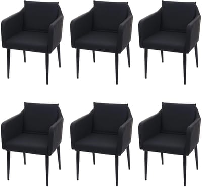 Set van 6 eetkamerstoelen MCW-H93, keukenstoel fauteuil stoel ~ kunstleer zwart