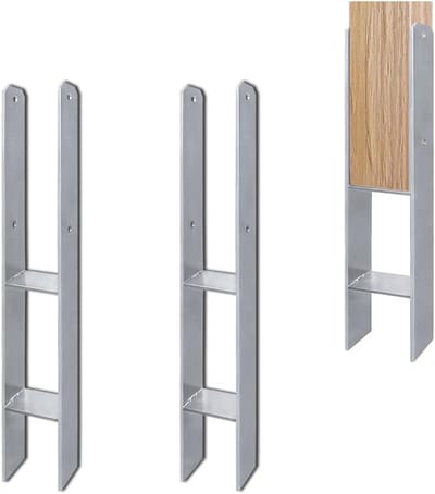H-paaldragers - Grondankers - Constructie Stabiliseren - Warm Verzinkt Staal - 2 Stuks 600mm - Zilver