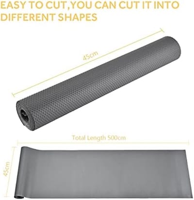 Lademat, antislip, 45 x 500 cm, ladebekleding, niet-klevende EVA-kunststof, waterdichte antislipmat voor planken, kasten, laden, koelkast, thuis, kantoor, vrije snit, grijs