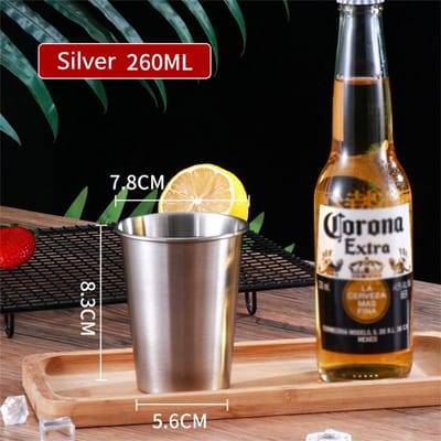 300/400/500/600ML Roestvrij Staal Metalen Bierbeker Wijnbekers Glazen Draagbaar Drinkgerei Camping Mokken Buiten Keukenaccessoires white